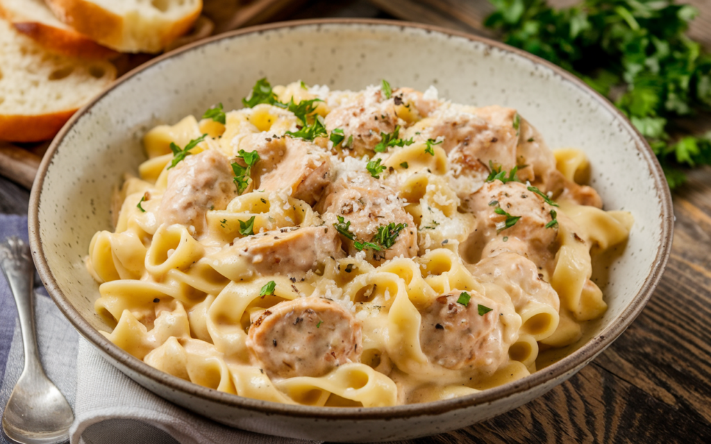 Creamy Chicken Sausage Alfredo Pasta