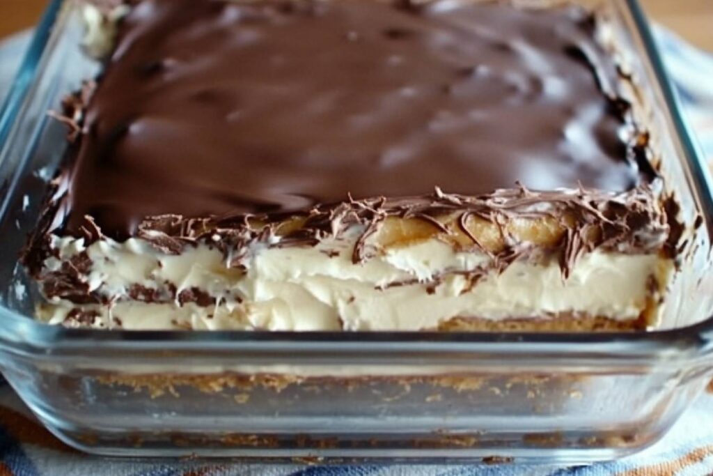 No Bake Chocolate Eclair Cake