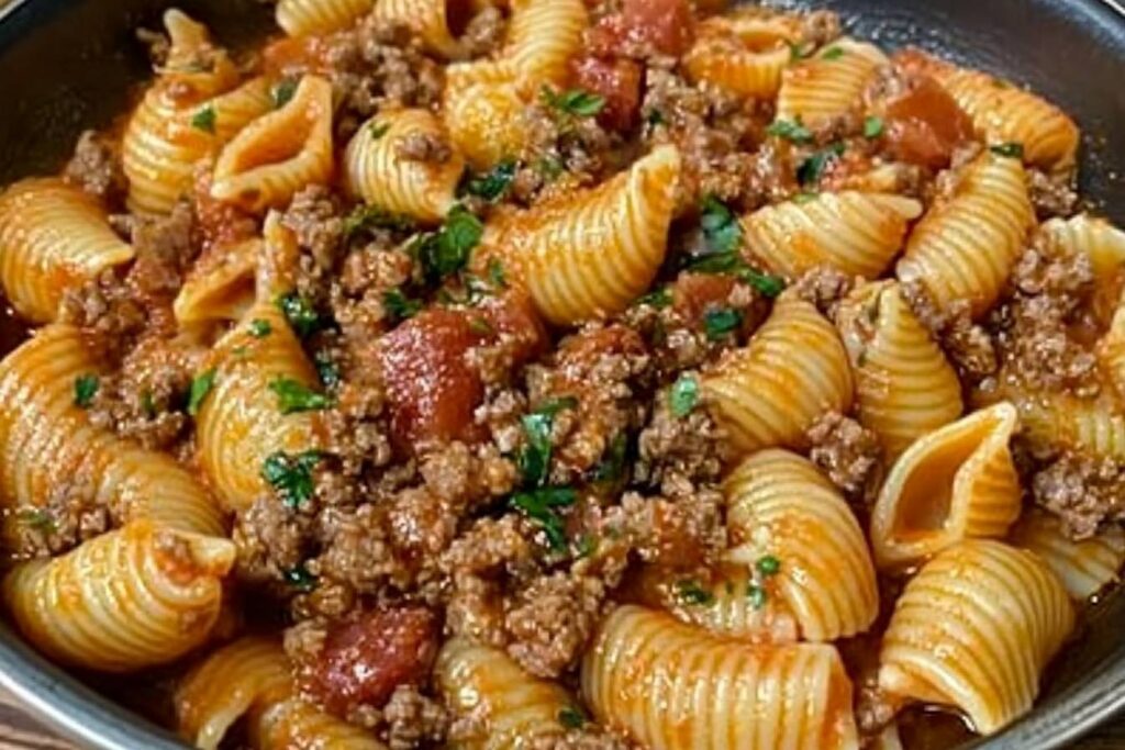 Pasta Shells with Ground Beef