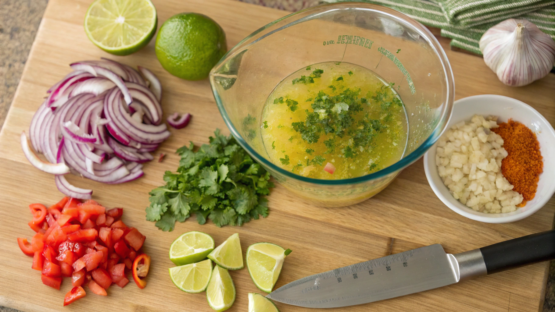 Fresh ingredients prepped for authentic leche de tigre