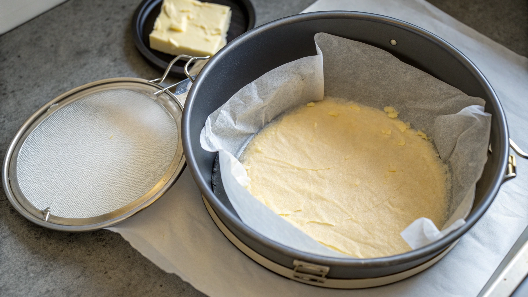 Prepared springform pan with optional pork rind crust