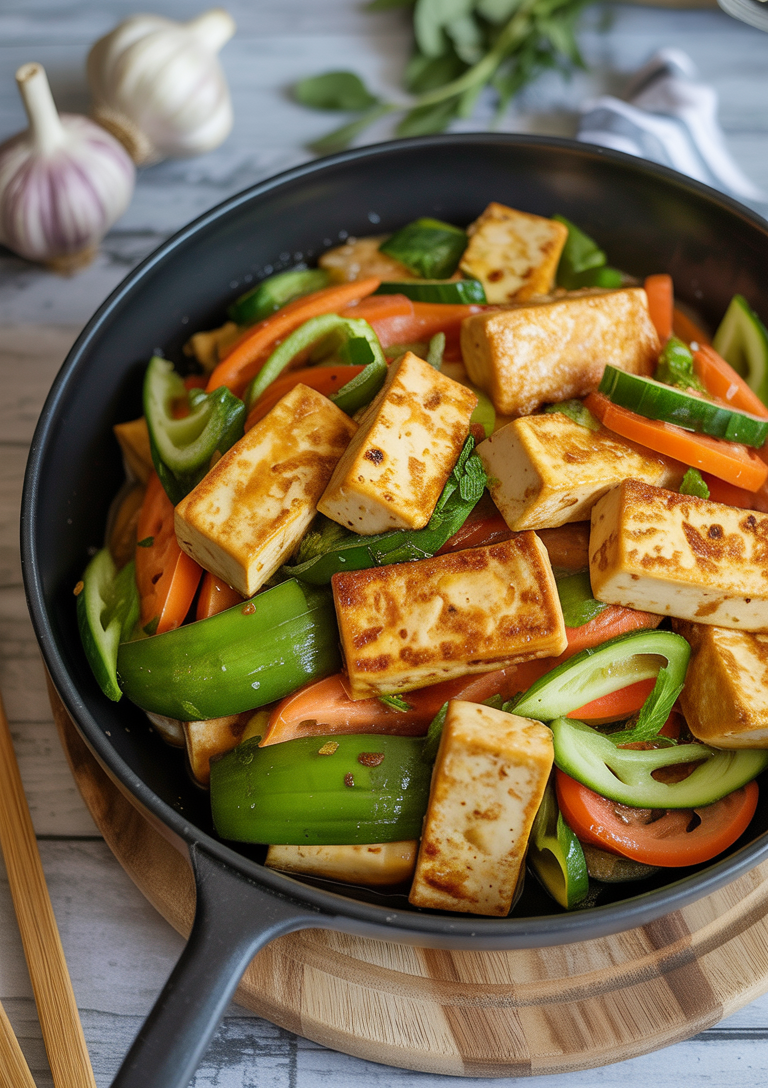 Coating the tofu cubes with cornstarch mixture ensures a crispy exterior