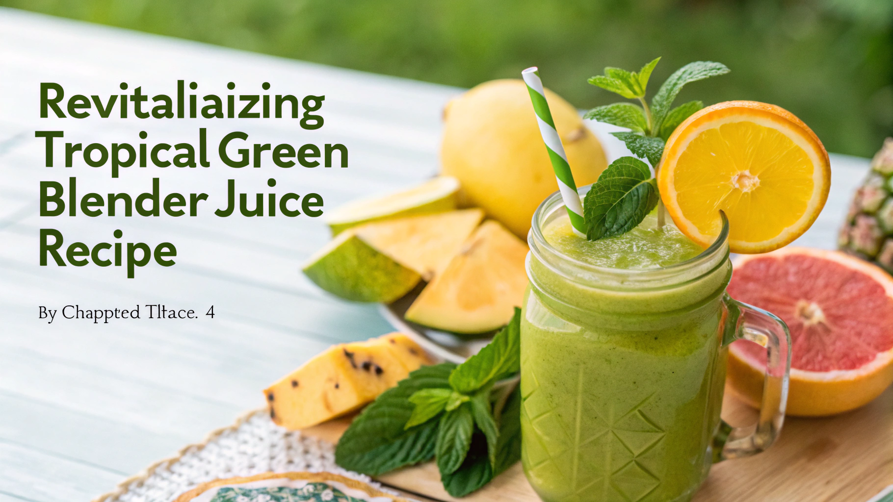 Fresh ingredients prepared for the tropical green blender juice