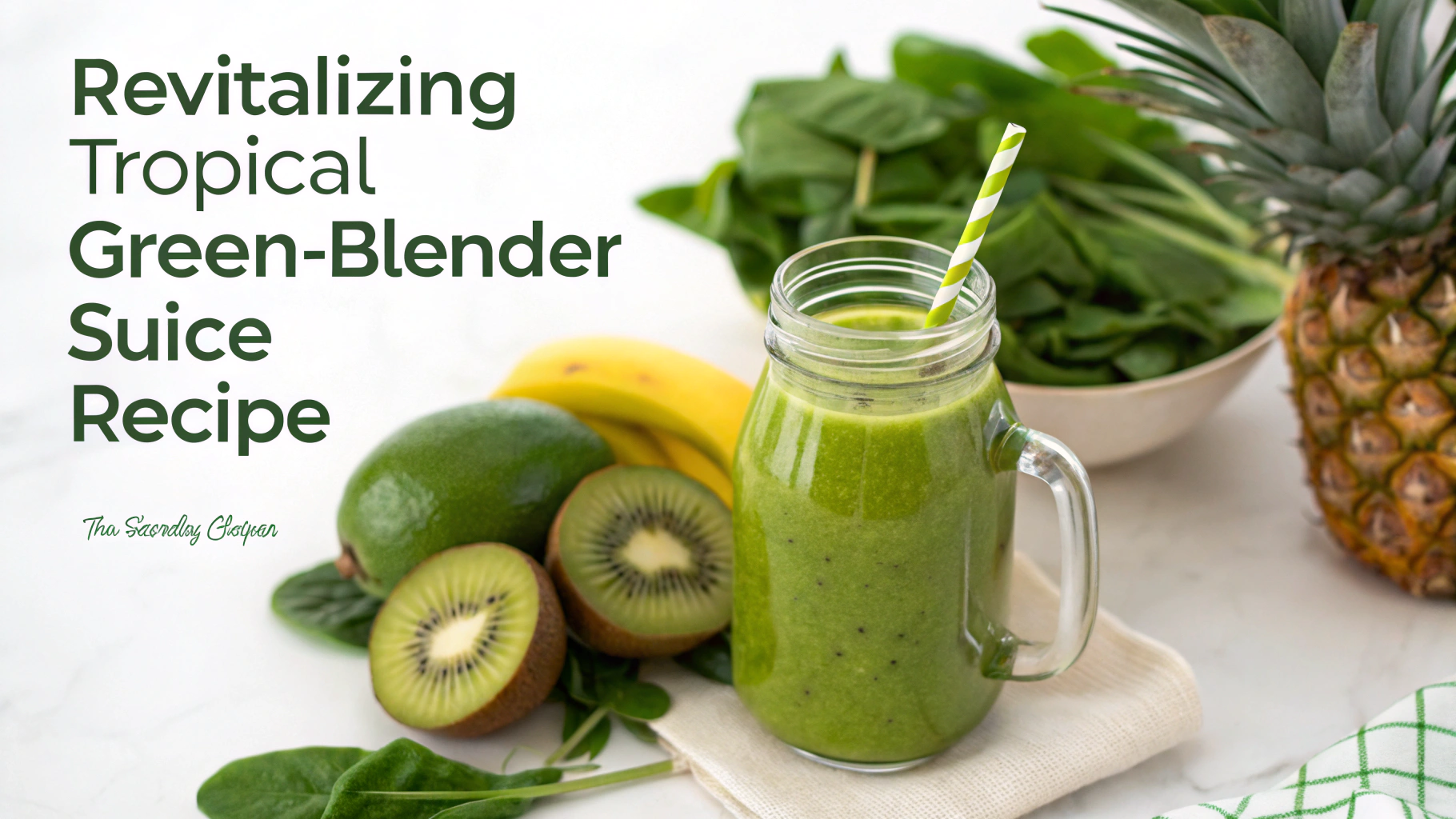 Fresh ingredients prepared for the tropical green blender juice