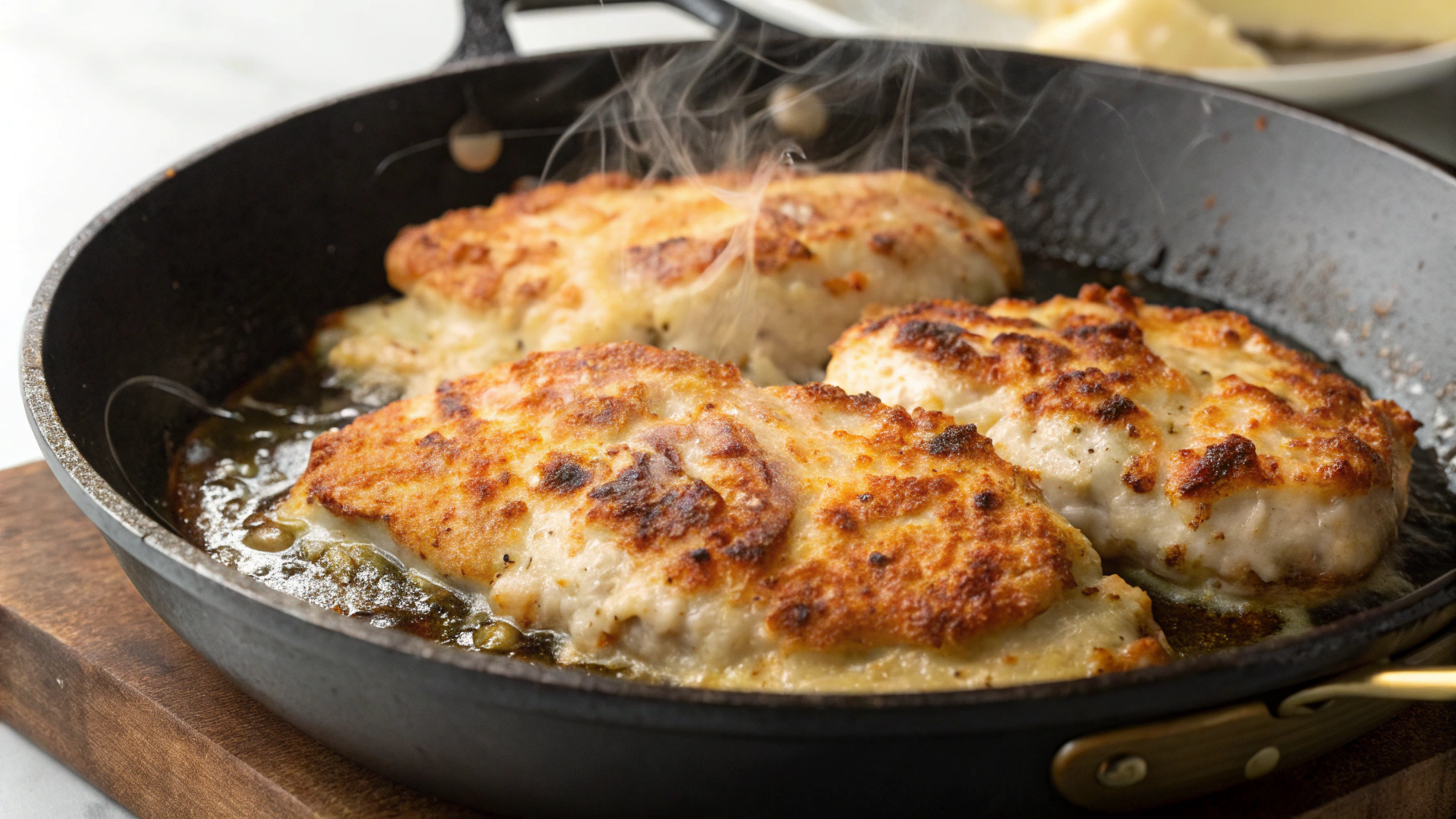 Seasoning chicken breasts with garlic powder and Italian herbs