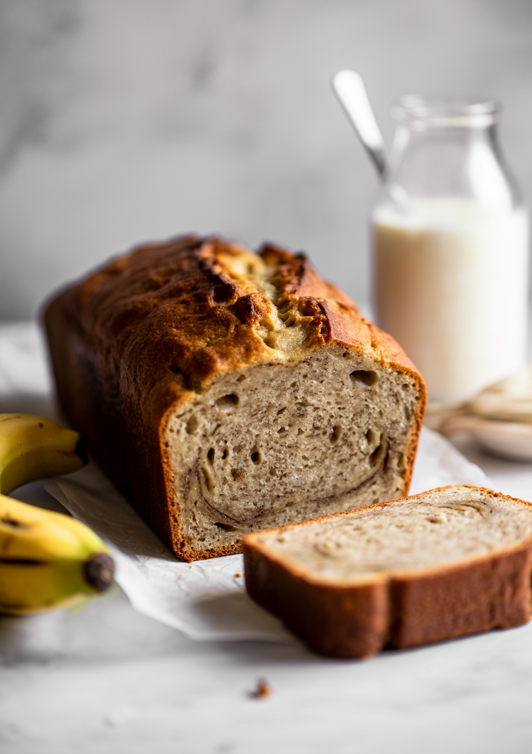 Loaf pan lined with parchment paper for easy bread removal