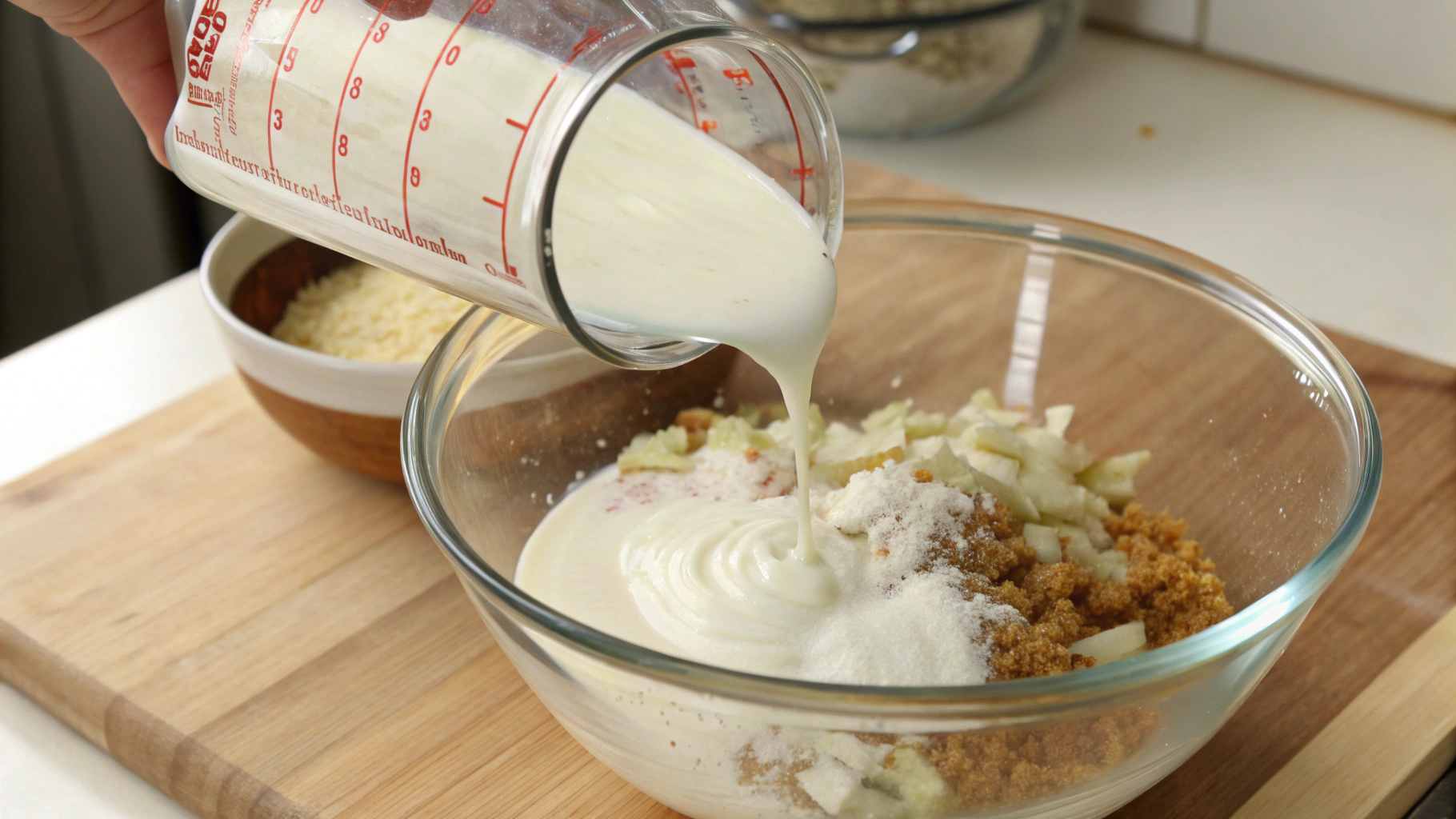 Adding Lipton Onion Soup Mix to the bowl