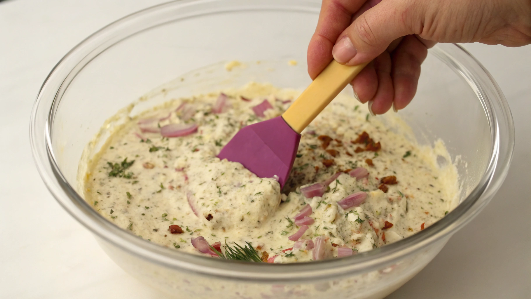 Adding Lipton Onion Soup Mix to the bowl