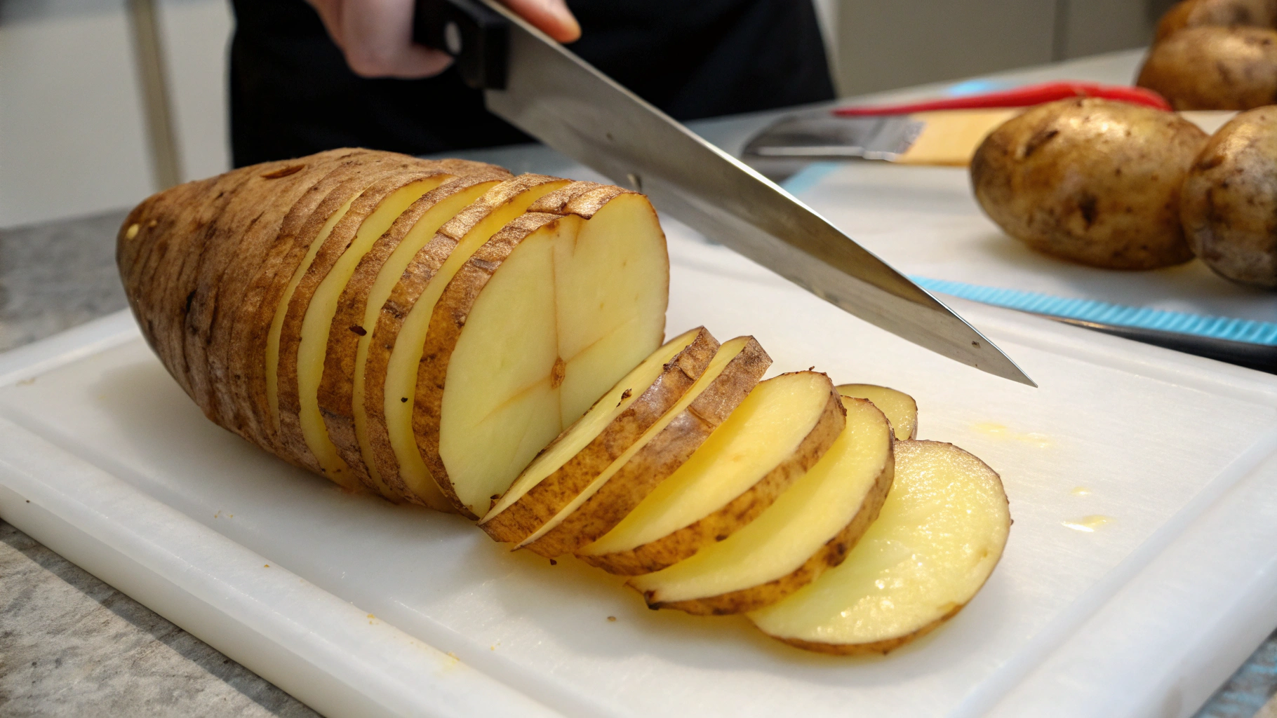 Preparing the baking dish with butter and parchment paper