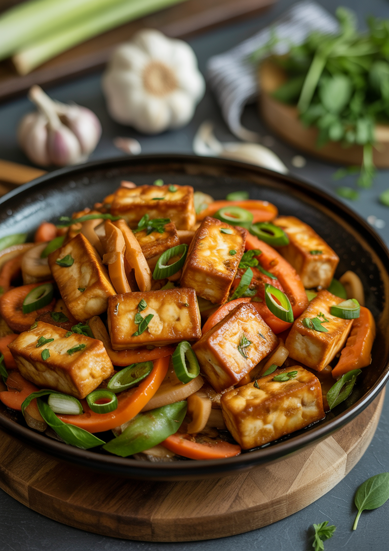 Coating the tofu cubes with cornstarch mixture ensures a crispy exterior