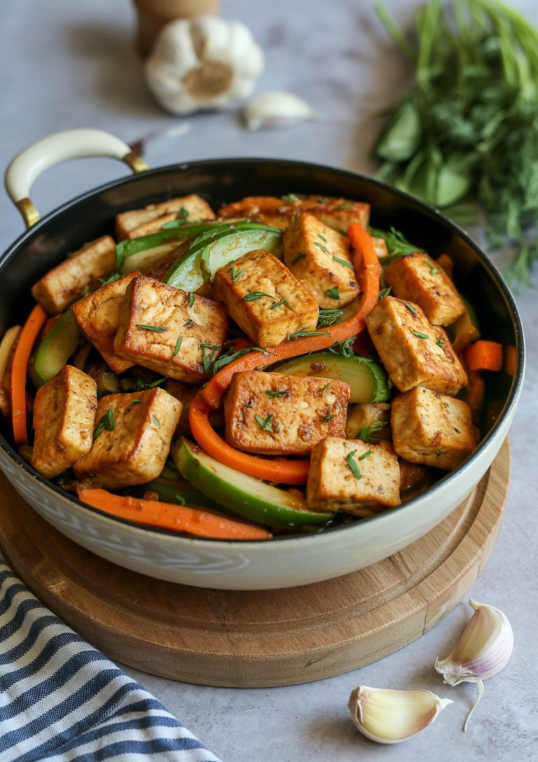Coating the tofu cubes with cornstarch mixture ensures a crispy exterior