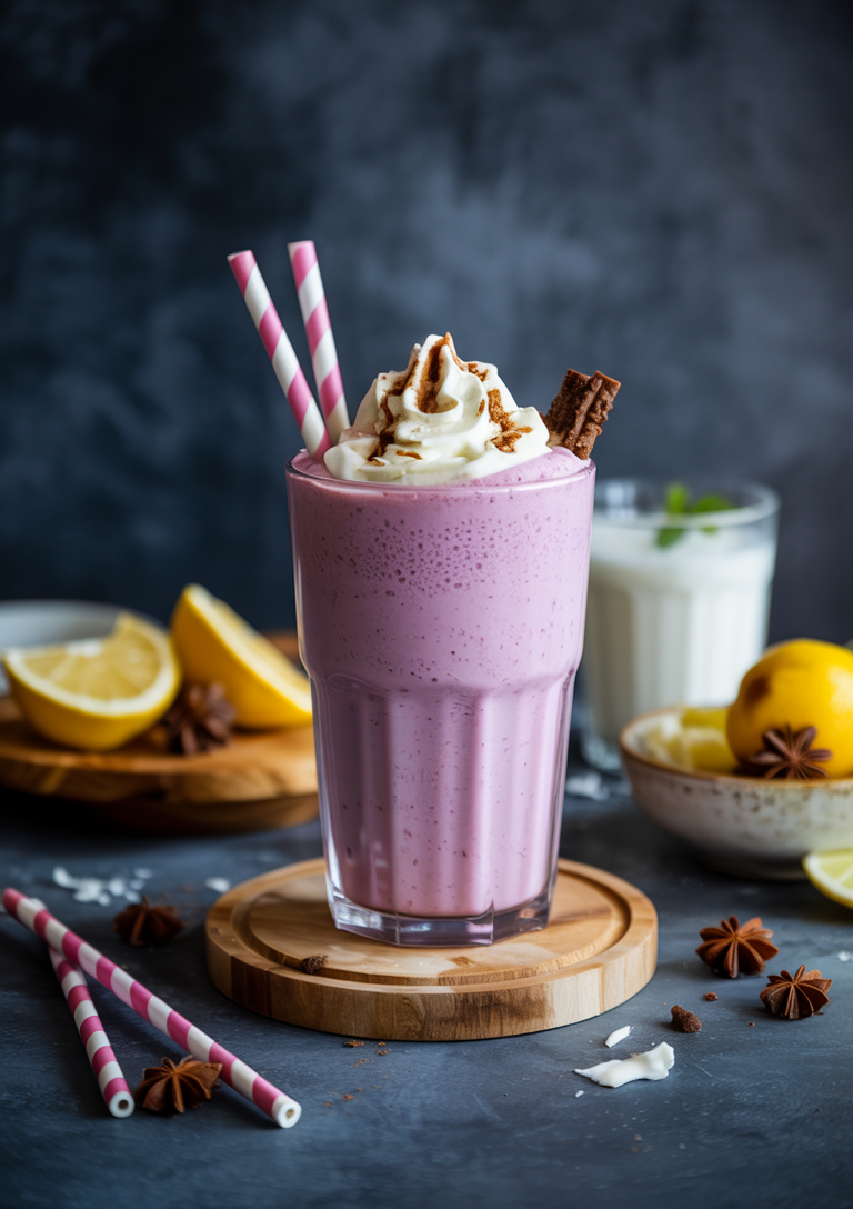 Whisking together the milkshake base ingredients