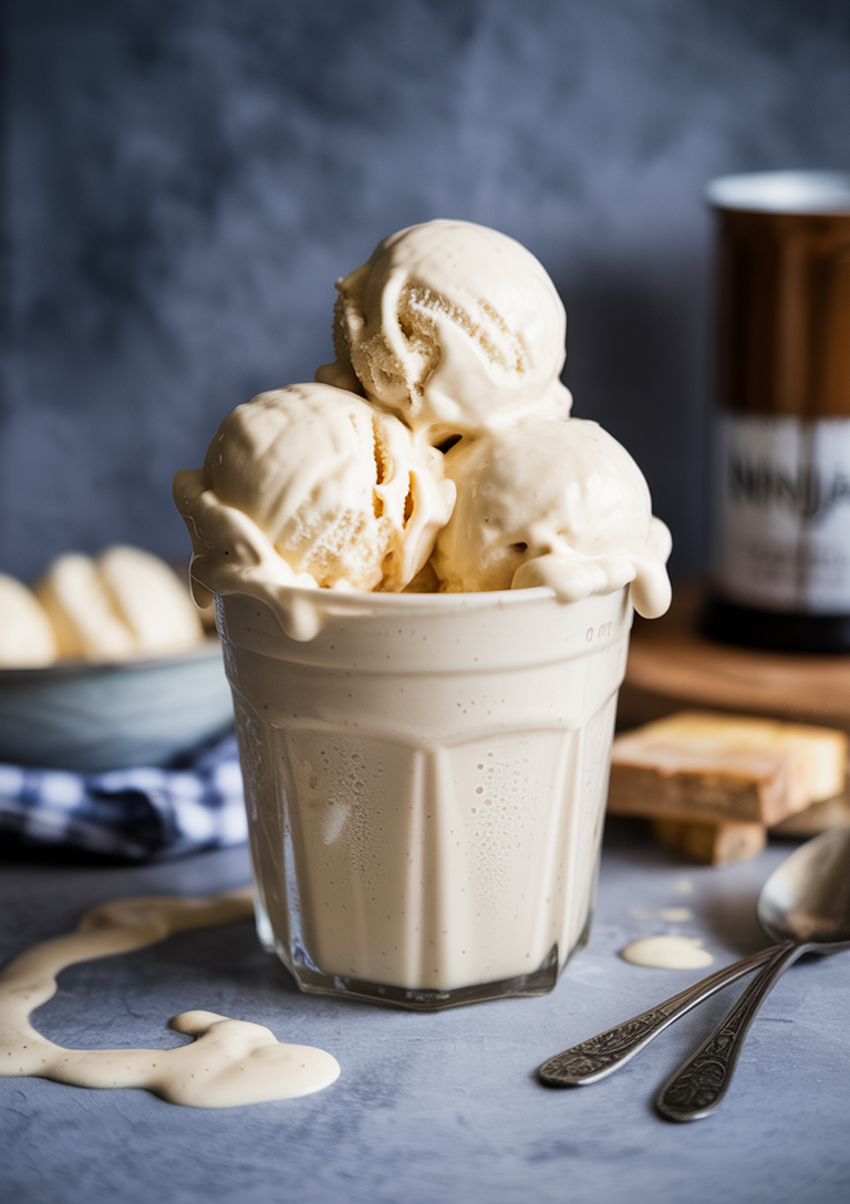 Whisking the ice cream base until smooth