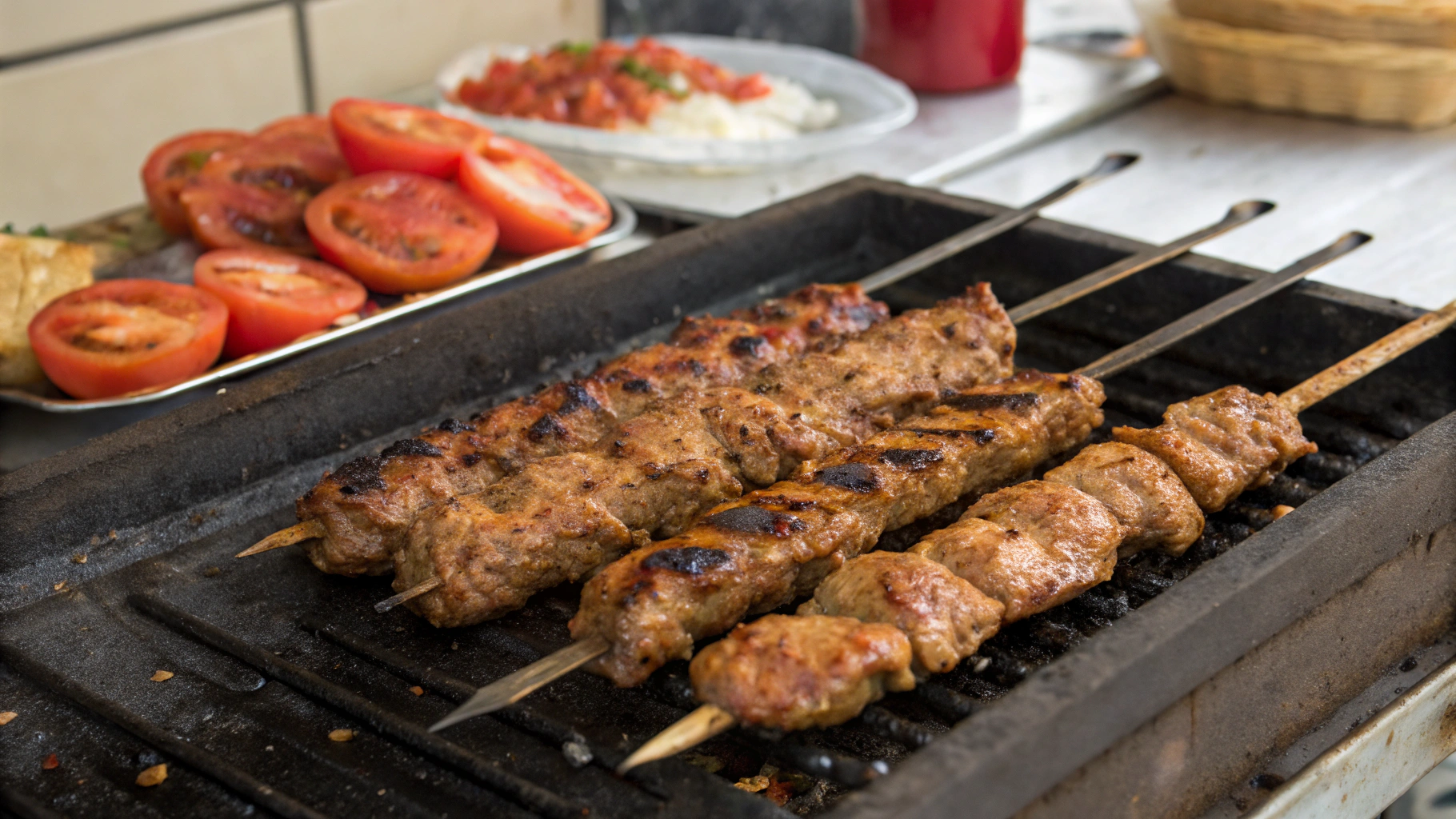 Preparing the meat mixture for Kabob Koobideh