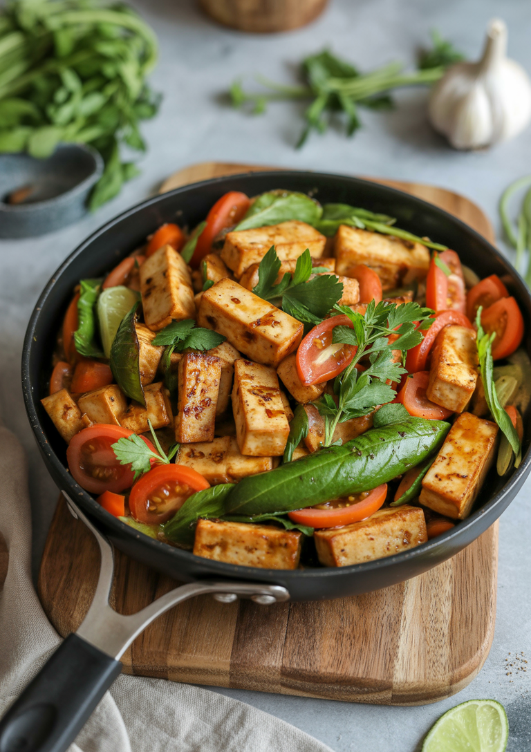 Coating the tofu cubes with cornstarch mixture ensures a crispy exterior
