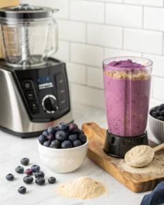 ninja fit blender with blueberry protein smoothie