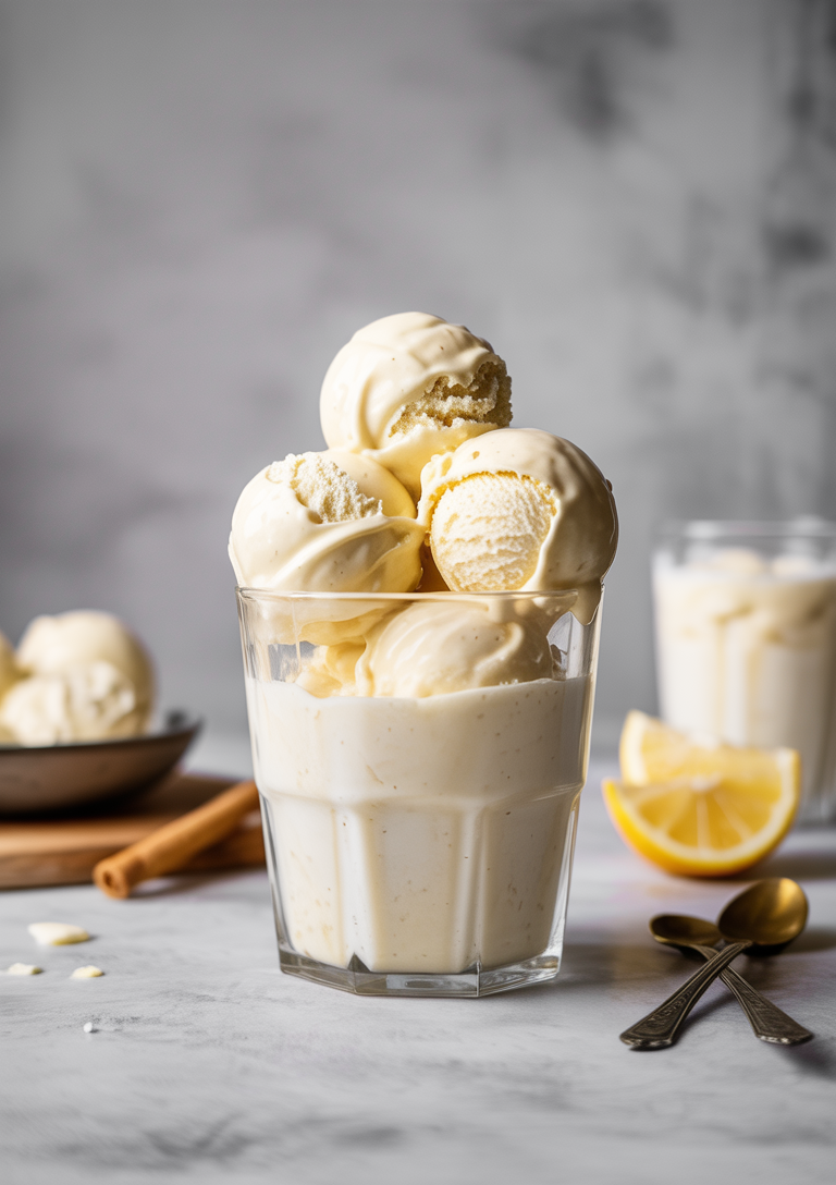 Whisking the ice cream base until smooth