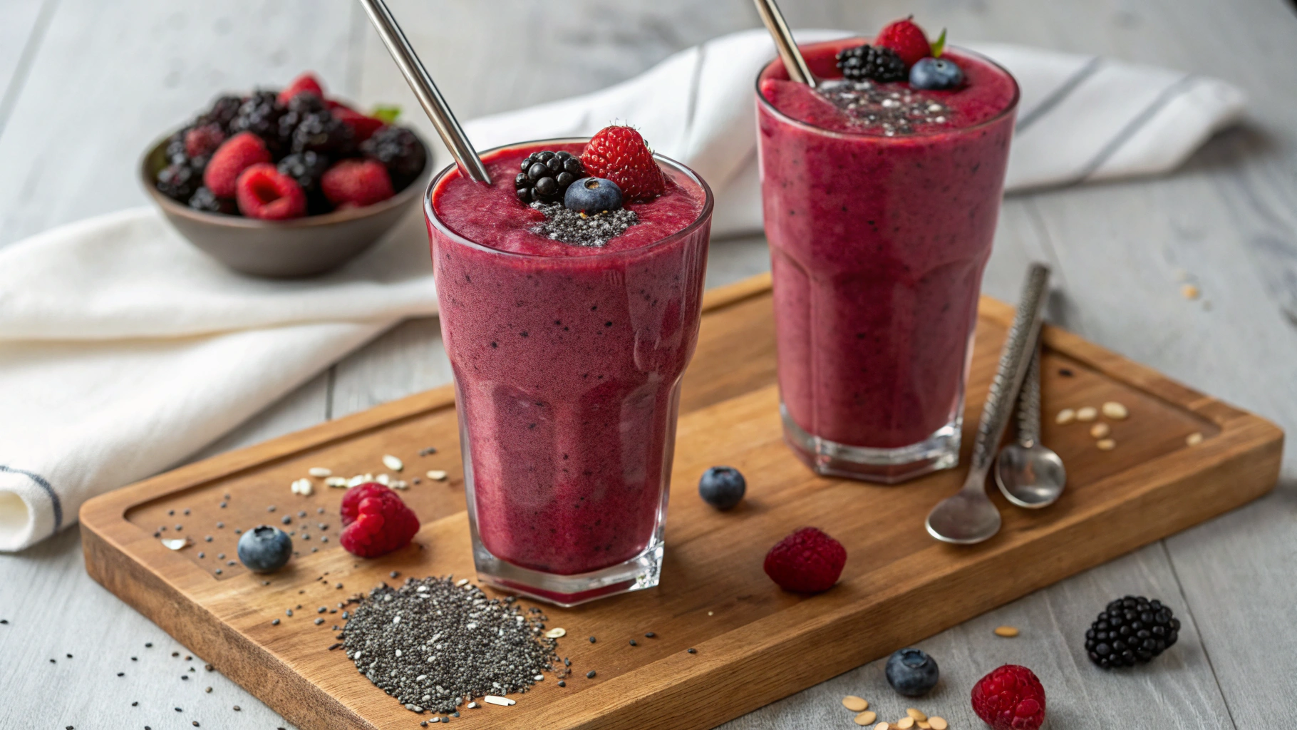 Fresh berries and banana ready to blend