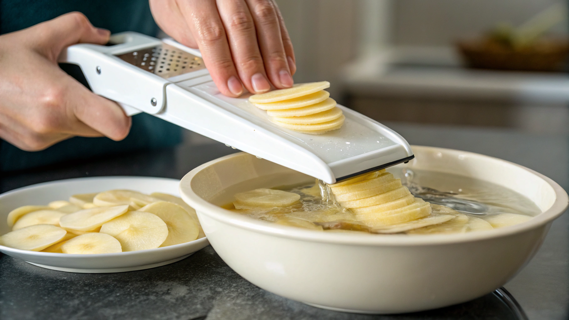 Preparing the baking dish with butter and parchment paper