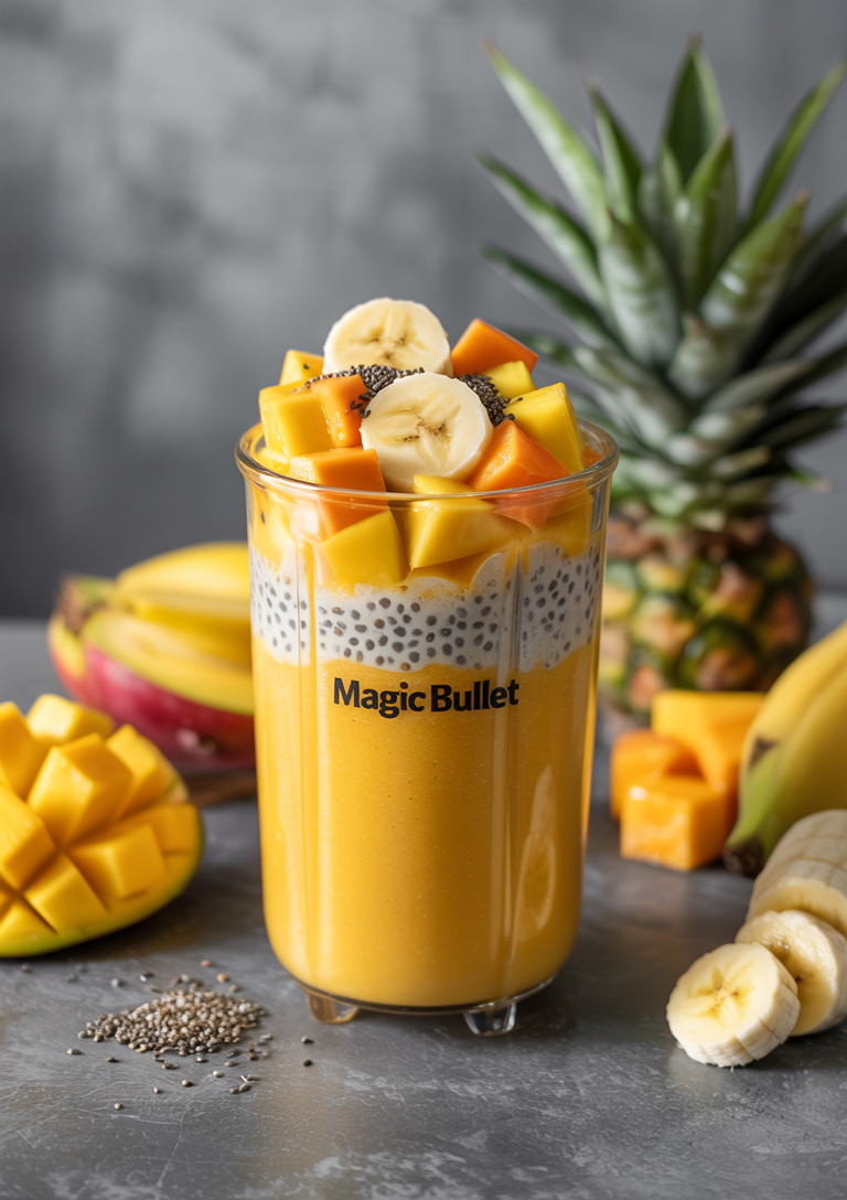 Adding the liquid base to the Magic Bullet cup
